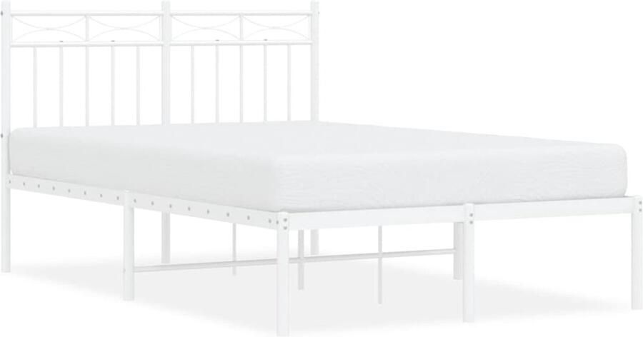 VidaXL Bedframe 120x200 cm Metaal Wit Klassieke Bedframe Houten Bedframe Wit Bedframe Staal Boxspring Bed Enkelpersoon Bed Dubbele Bed Kopen - Foto 2