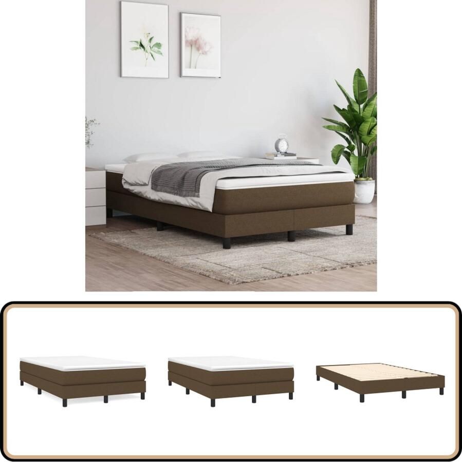 VidaXL Bedframe 120x200 cm Stof Donkerbruin Boxspring Frame Bedframe Donkere Houten Meubels Bruine Bedden Tweepersoonsbed