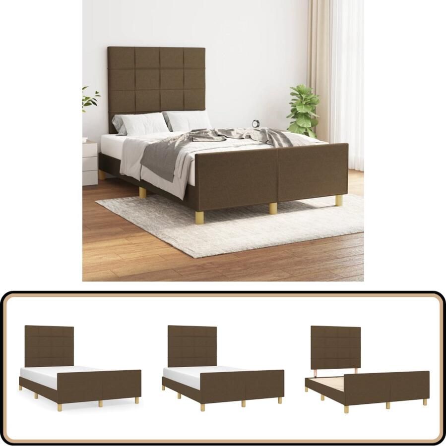 VidaXL Bedframe 120x200 cm Stof Donkerbruin Slaapcomfort Bed Frame Boxspring Tweepersoonsbed Houten Bed