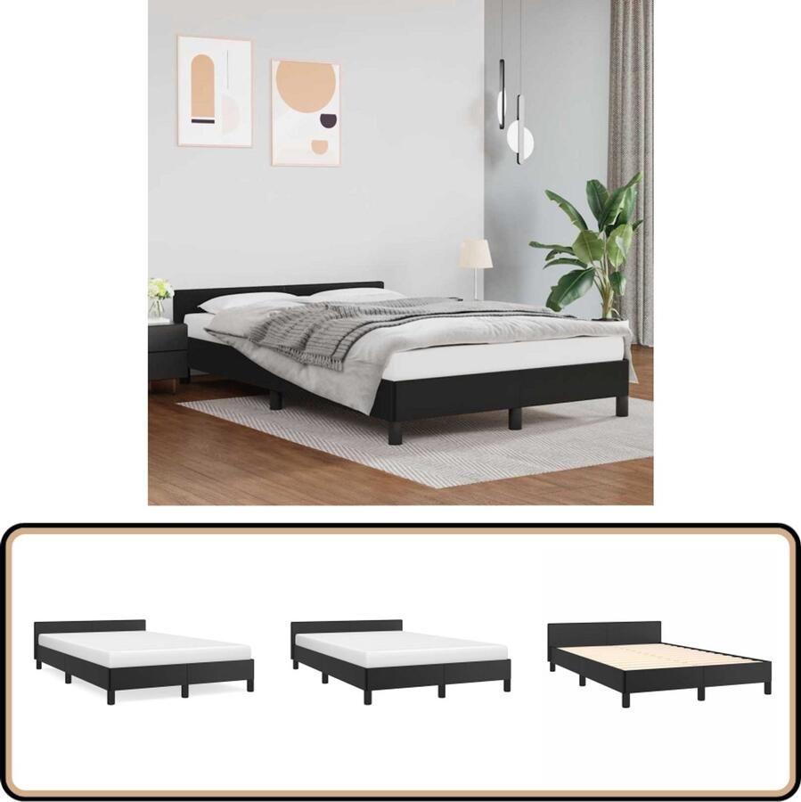 VidaXL Bedframe 120x200 cm Zwart Kunstleer Slaapcomfort Bed Frame Boxspring Tweepersoonsbed Hoofdbord Design Bed Zwarte Bedbank