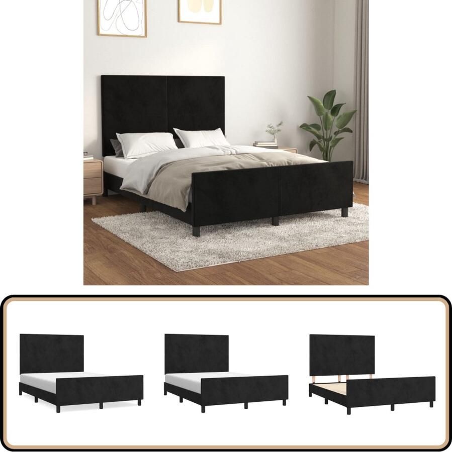 VidaXL Bedframe 140x190 cm Fluweel Zwart Fluweel Bed Frame Zwarte Bed Frame Tweepersoons Bed Frame Boxspring Bed Frame Adjustable Bed Frame