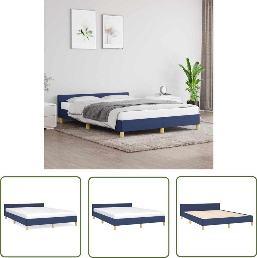 VidaXL Bedframe 140x190 cm Stof Blauw Bed Frame Blauwe Bedbank Tweepersoons Bed Houten Bed Boxspring Bed Kinderbed