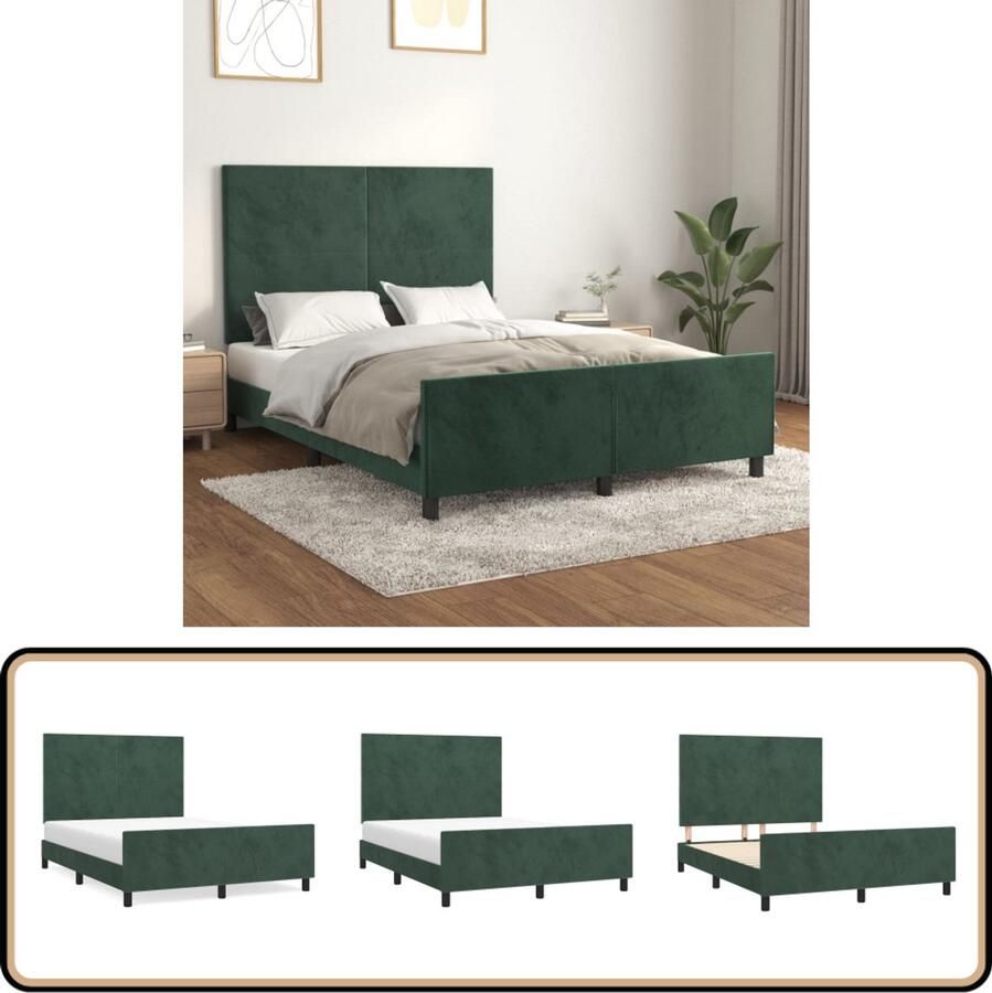 VidaXL Bedframe 140x200 cm Fluweel Donkergroen Fluweel Bed Frame Verstelbaar Bed Frame Bed Frame Met Hoofdeinde Donkere Groene Bed Frame Tweepersoons Bed Frame