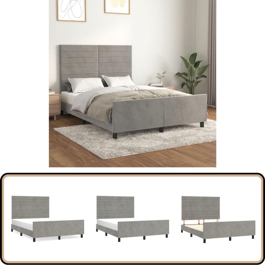 VidaXL Bedframe 140x200 cm Fluweel Lichtgrijs Fluweel Bed Frame Verstelbaar Bed Tweepersoons Bed Boxspring Bed King Size Bed