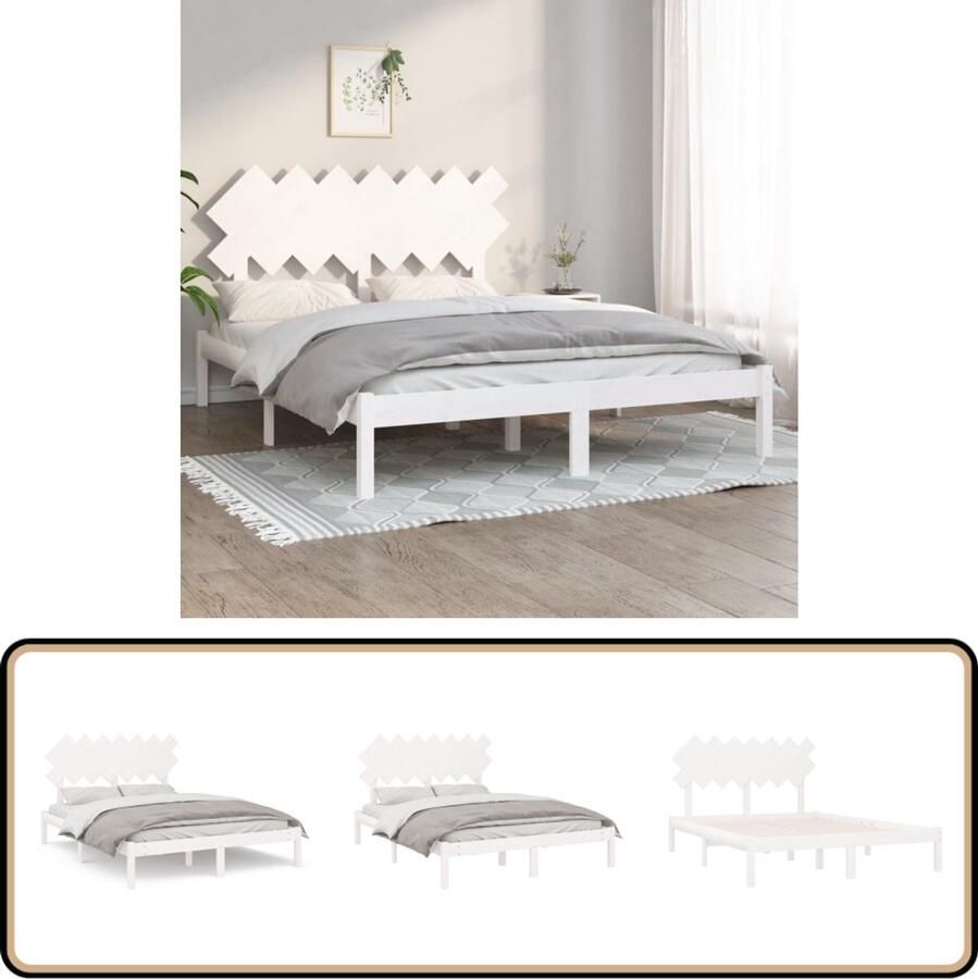 VidaXL Bedframe 140x200 cm Massief Grenen Wit Houten Bed Frame Tweepersoons Bed Frame Wit Massief Grenenhout Bed Frame 140x200