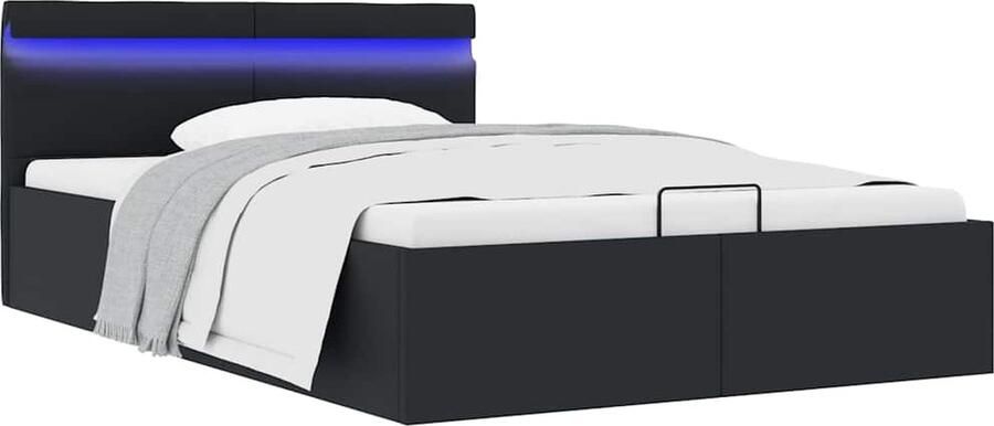 VidaXL Bedframe Hydraulisch LED Zwart 120x200 cm Hydraulisch Bed Kunstlederen Bed Led Bed Boxspring Tweepersoonsbed Zwarte Bed - Foto 2