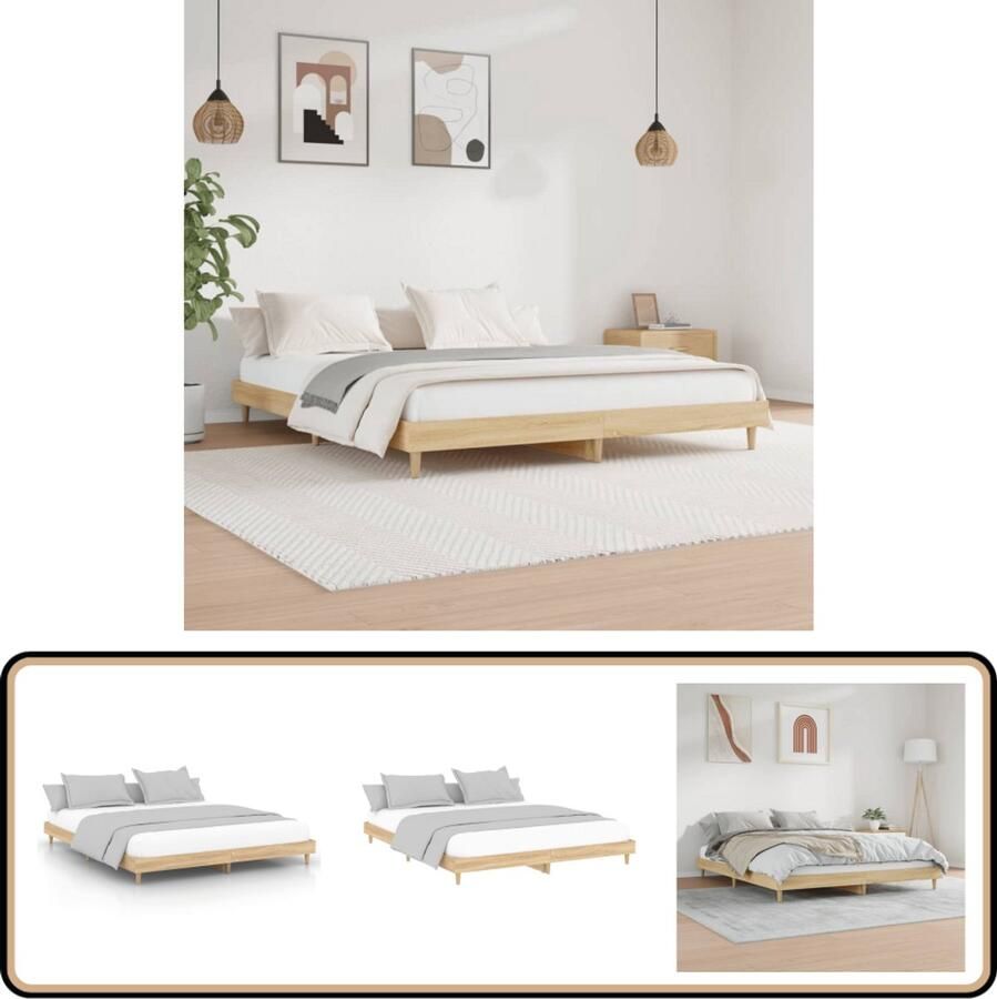 VidaXL Bedframe 140x200 cm Sonoma Eiken Hout Bed Frame Houten Bed Frame Tweepersoons Bed Frame Sonoma Eiken Bed Frame Kopen
