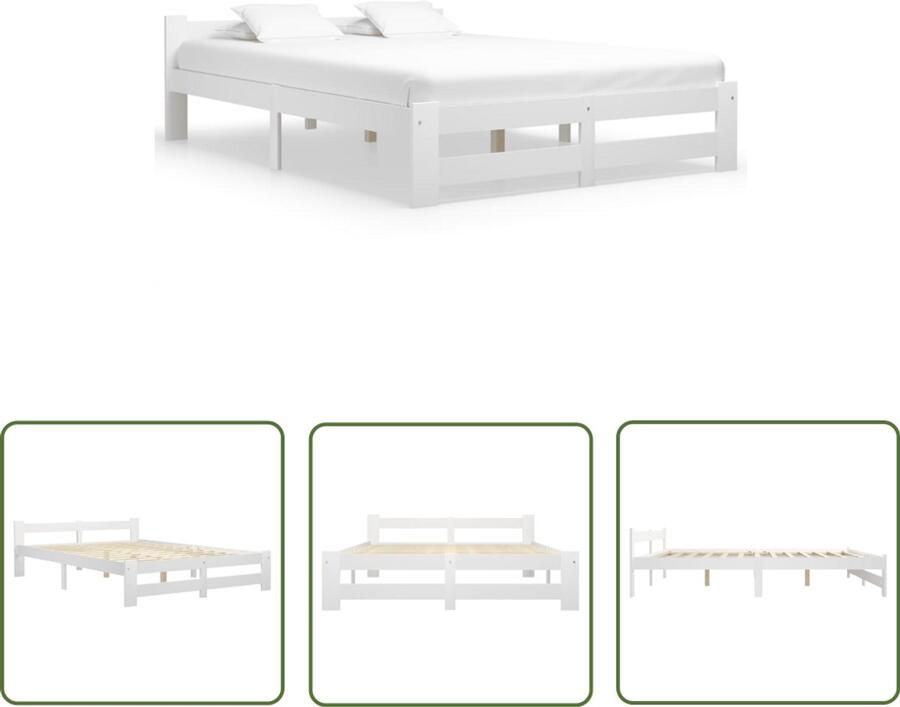 VidaXL Bedframe 140x200 cm Wit Massief Grenenhout Massief Houten Bed Frame Wit Bed Frame Tweepersoons Bed Grenenhout Bed Frame Kopen Bed Frame Online Slaapkamers Meubels Bedroom Furniture