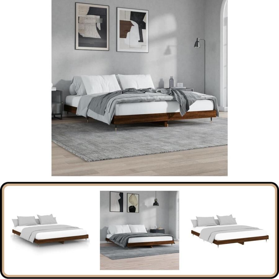 VidaXL Bedframe Bruin Eiken 180x200 cm Bruin Houten Bed Frame Bed Frame 180x200 Tweepersoons Bed Frame Bed Frame Montage Zelf Doen Bed Frame