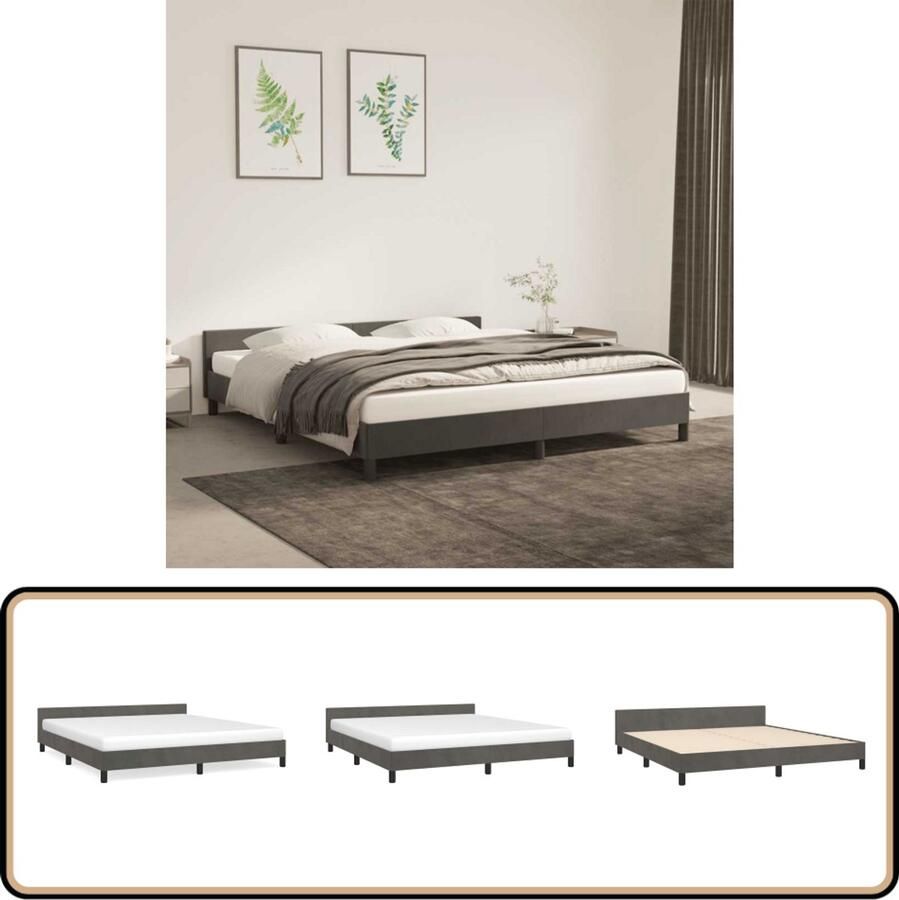 VidaXL Bedframe 160x200 cm Fluweel Donkergrijs Donker Grijs Bed Frame Fluweel Bed Frame Tweepersoons Bed Frame Boxspring Bed Frame King Size Bed Frame Bedstee