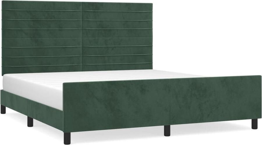 VidaXL Bedframe 160x200 cm Fluweel Donkergroen Bed Frame Boxspring Tweepersoons Bed Velvet Bed Dark Green Bed Houten Bed Adjustable Headboard Bedstee - Foto 2