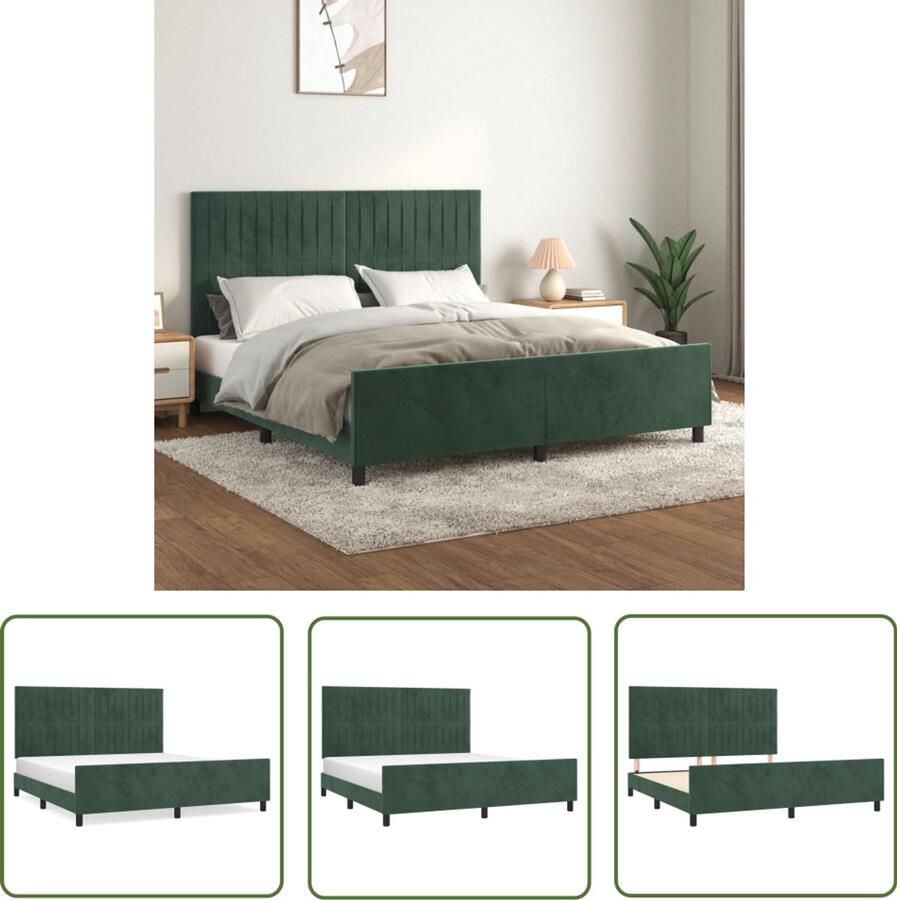 VidaXL Bedframe 160x200 cm Fluweel Donkergroen Bed Frame Tweepersoons Bed Fluweel Bed Groen Bed Adjustable Bed