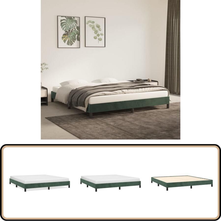 VidaXL Bedframe 160x200 cm Fluweel Donkergroen Fluweel Bed Frame Tweepersoons Bed Donkere Kleuren Bed Luxe Bed Frame Bed Frame Groen
