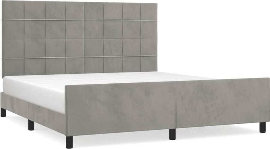 VidaXL Bedframe 160x200 cm Fluweel Lichtgrijs Bed Frame Tweepersoons Bed Boxspring Velvet Bed Grijs Bed Adjustable Headboard Houten Bed - Foto 2