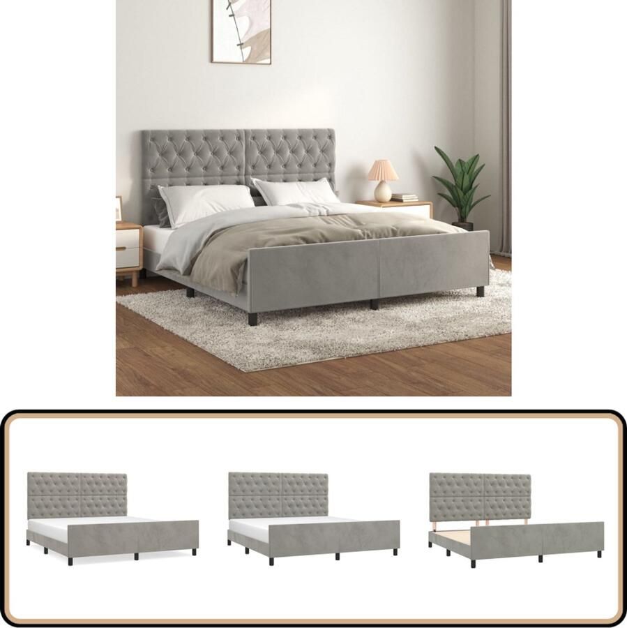VidaXL Bedframe 160x200 cm Fluweel Lichtgrijs Fluweel Bed Frame Verstelbaar Bed Frame Bed Frame Grijs Tweepersoons Bed Frame King Size Bed Frame Boxspring Bed Frame Luxe Bed Frame