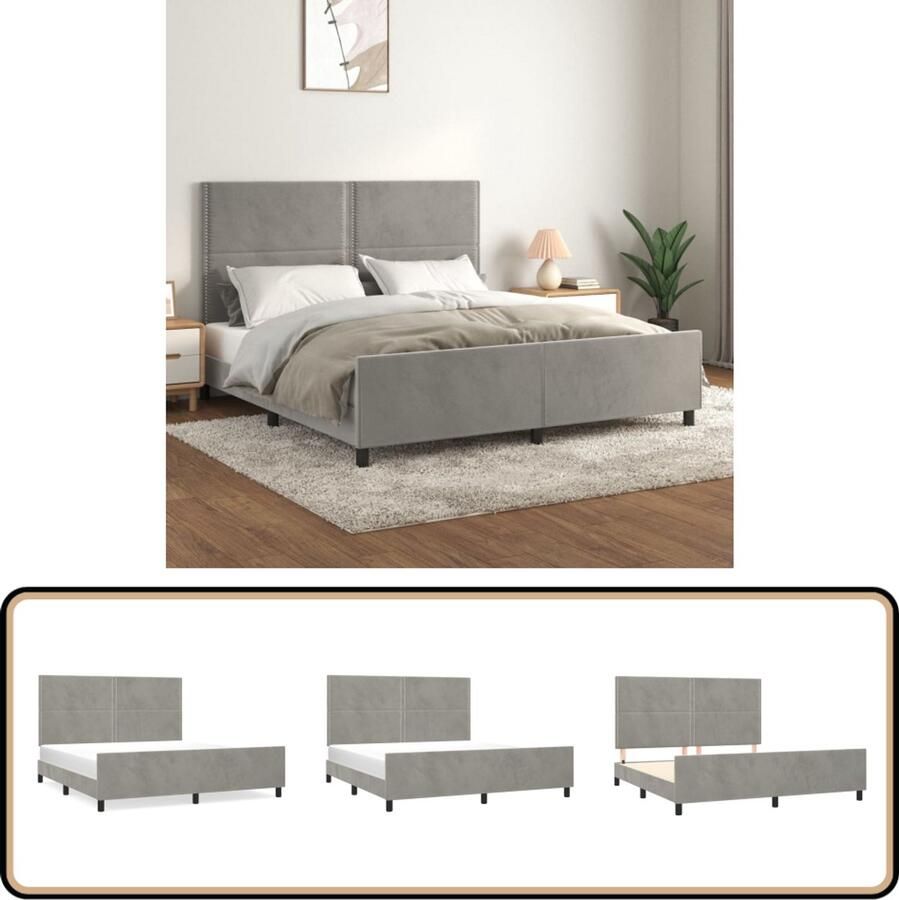 VidaXL Bedframe 160x200 cm Fluweel Lichtgrijs Slaapcomfort Fluweel Bed Boxspring Frame King Size Bed Hoofdeinde Bed Luxe Bed Kopen