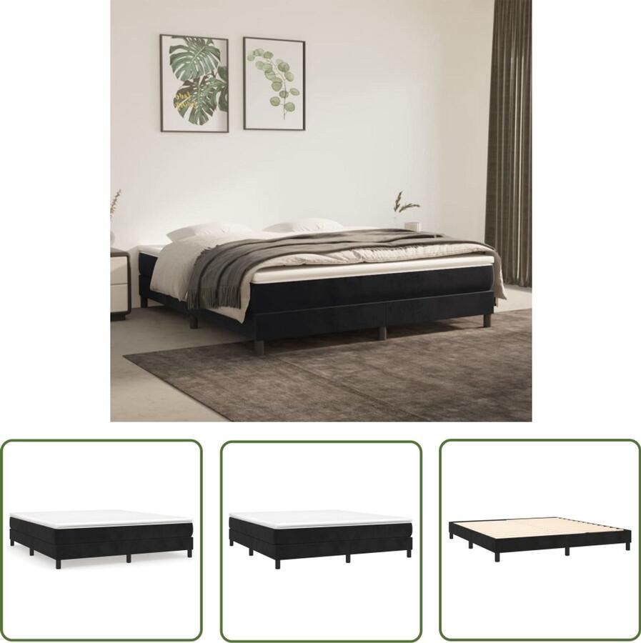 VidaXL Bedframe 160x200 cm Fluweel Zwart Boxspring Frame Fluweel Bedframe Tweepersoons Bed Zwarte Bedframe Zonder Matras Luxe Bedframe - Foto 2