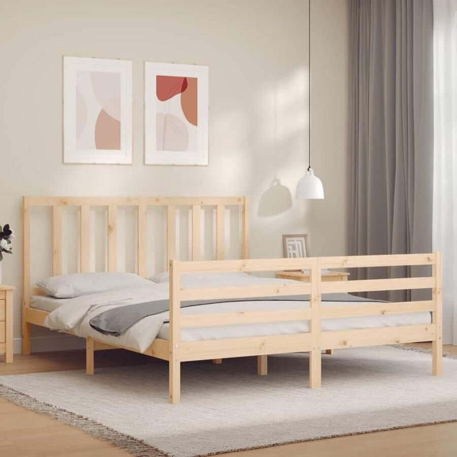 VidaXL Bedframe 160x200 cm Massief Grenenhout Massief Hout Bed Grenenhouten Bed Tweepersoons Bed Frame Houten Bed Slaapcomfort - Foto 2
