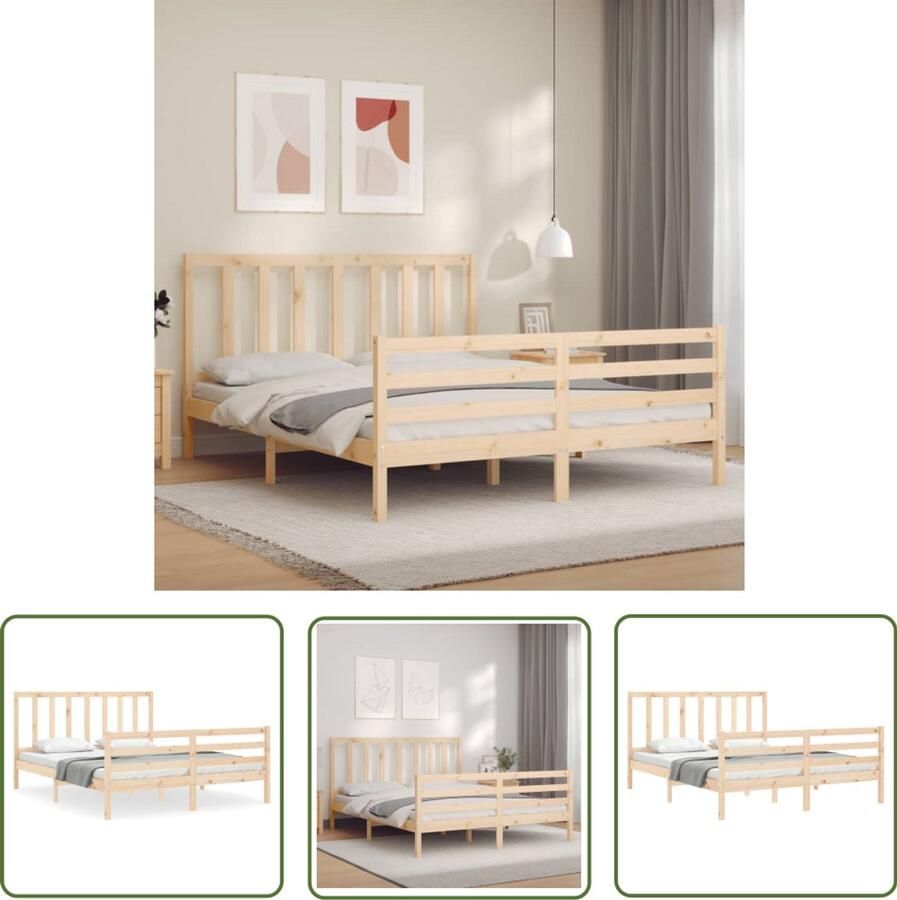 VidaXL Bedframe 160x200 cm Massief Grenenhout Massief Hout Bed Grenenhouten Bed Tweepersoons Bed Frame Houten Bed Slaapcomfort