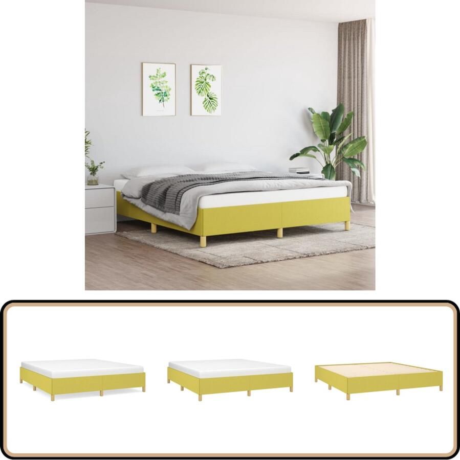 VidaXL Bedframe 160x200 cm Stof Groen Boxspring Frame Tweepersoons Bed Groene Bed Stoffen Bed