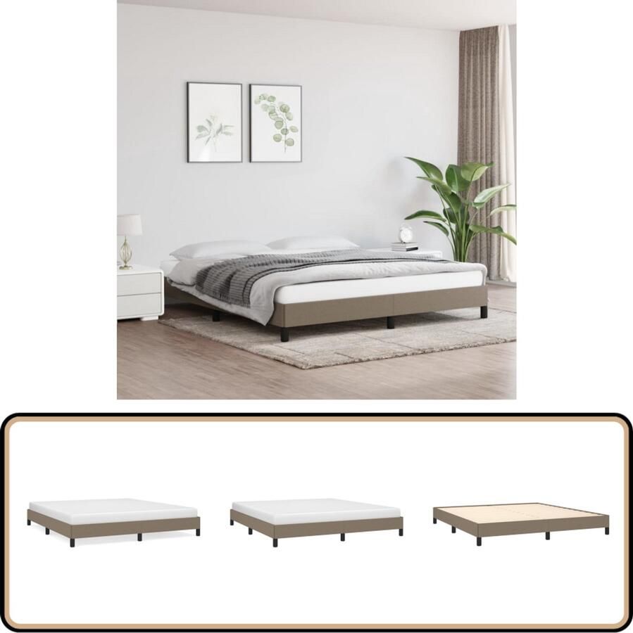 VidaXL Bedframe zonder matras stof taupe 160x200 cm - Foto 2
