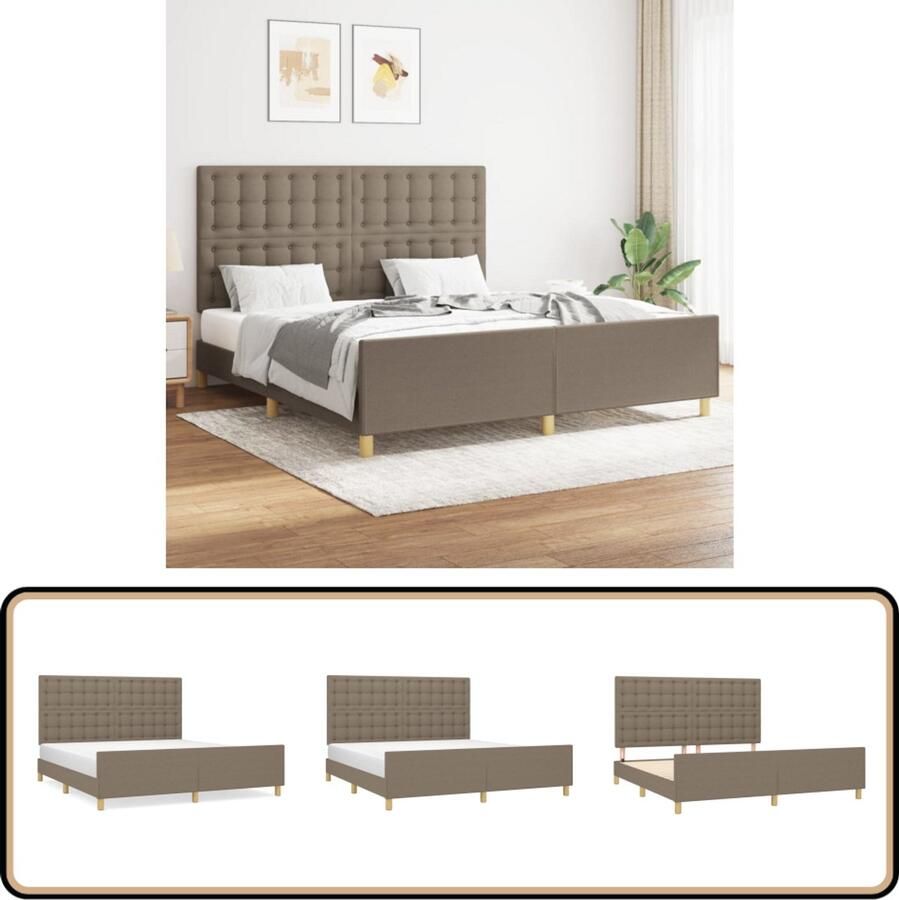 VidaXL Bedframe 160x200 cm Taupe Zonder Matras Bed Frame Tweepersoons Bed Houten Bed Stoffen Bed Met Hoofdeinde Boxspring Bed Taupes Kleur