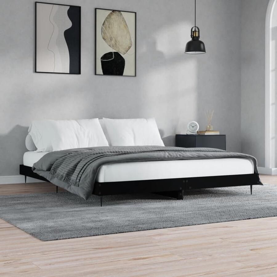 VidaXL Bedframe 160x200 cm Zonder matras Zwart Slaapcomfort Tweepersoonsbed Zwarte Bedframe Houten Bed Frame Metalen Bed Frame Multiplex Lattenbodem Bed Kopen - Foto 2