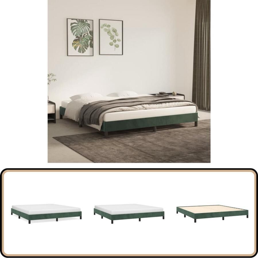 VidaXL Bedframe 180x200 cm Fluweel Donkergroen Fluweel Bed Frame Donkere Kleuren Bed Frames Tweepersoons Bed Frame Slaapkamers Meubilair Luxe Bed Frame