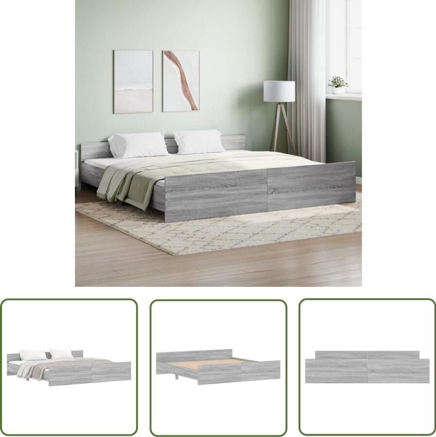 VidaXL Bedframe 180x200 cm Grijs Sonoma Eiken Slaapcomfort Houten Bed Frame Tweepersoons Bed Boxspring Bed Grijs Bed Modern Bed Design Bed