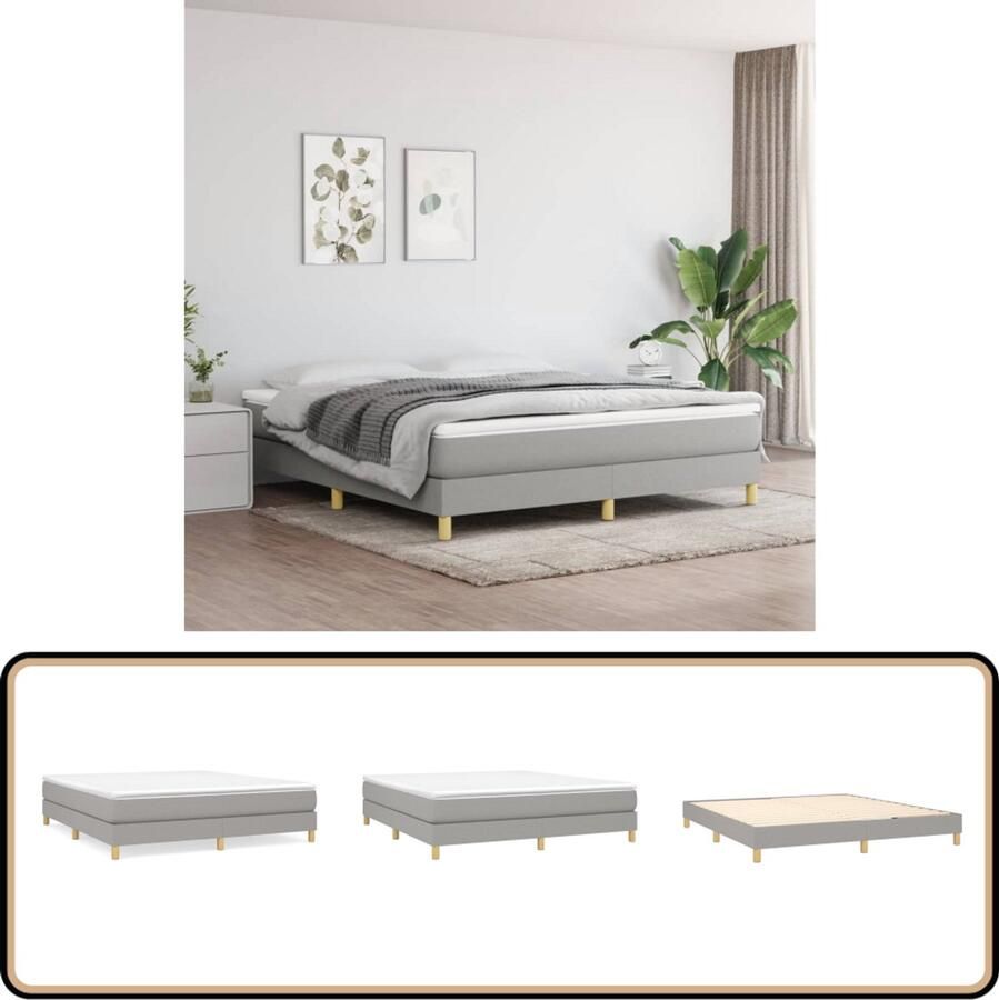 VidaXL Bedframe 180x200 cm Lichtgrijs Stof Boxspring Frame Bedframe Tweepersoons Bed Grijs Bed Stoffen Bed Houten Bed Bedbank Slaapkamer Meubels Luxe Bed Comfortabel Bed Goedkope Bedframes
