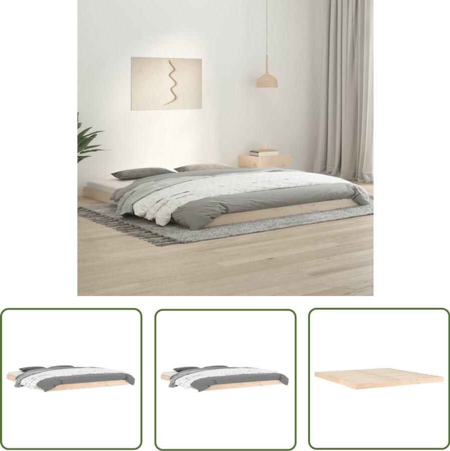 VidaXL Bedframe 180x200 cm Massief Grenenhout Houten Bedframe Grenenhout Bedframe King Size Bedframe Stabiele Bedframe 180x200 Tweepersoons Bedframe