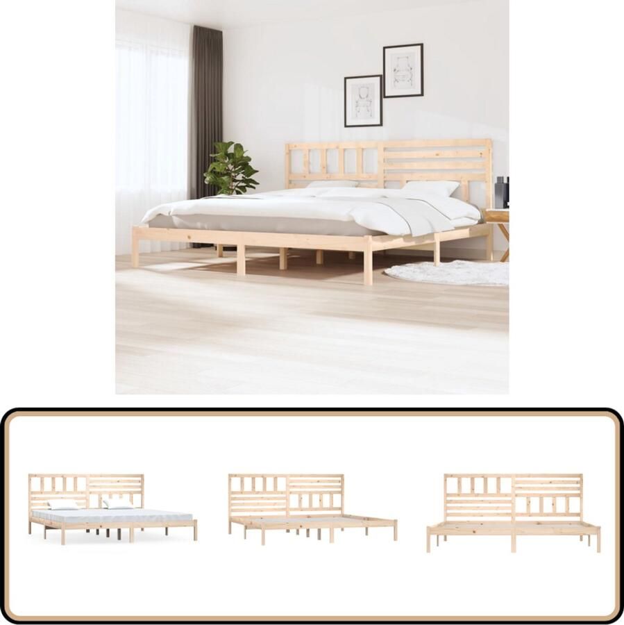 VidaXL Bedframe 180x200 cm Massief Grenenhout Houten Bedframe Massief Grenenhout Rustic Design King Size Bed Slaapkamer Meubilair Bedsteun Stapelbare Box Spring