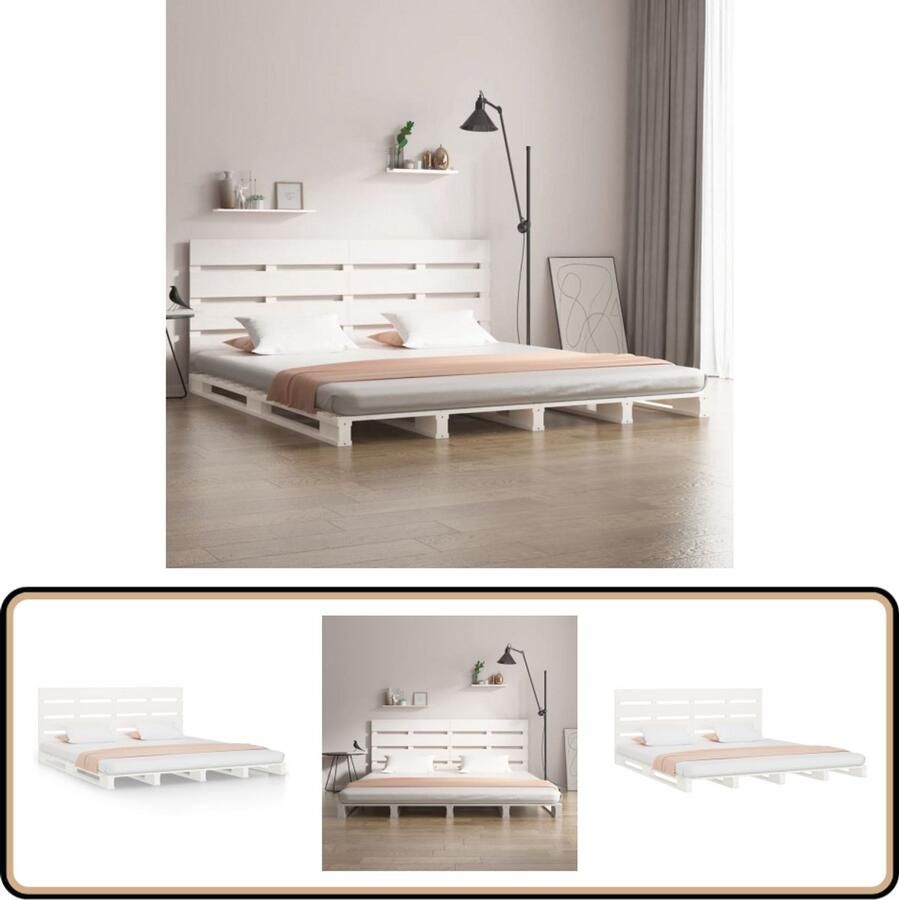 VidaXL Bedframe 180x200 cm Massief Grenenhout Wit Houten Bed Grenenhout Bed Massief Hout Bed Wit Bed Kingsize Bed