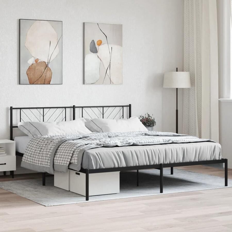 VidaXL Bedframe 180x200 cm Metaal Zwart Metalen Bed Frame Klassiek Bed Robuust Bed Zwart Bed Boxspring Bed Slaapcomfort Slaapkamersdecoratie - Foto 2