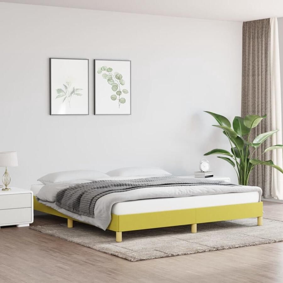 VidaXL Bedframe 180x200 cm Stof Groen Slaapkamers Bed Frame Groene Bed Eengezinsbed Multiplex Lattenbodem Polyester Stoffen Comfortabel Bed Modern Bed Woonkamer Decoratie - Foto 2