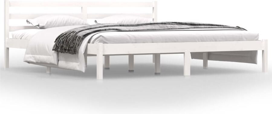 VidaXL Bedframe 180x200 cm Wit Grenenhout Houten Bed Frame Massief Grenenhout Bed Frame Wit King Size Bed Frame Bed Frame 180x200 Modern Bed Frame - Foto 2