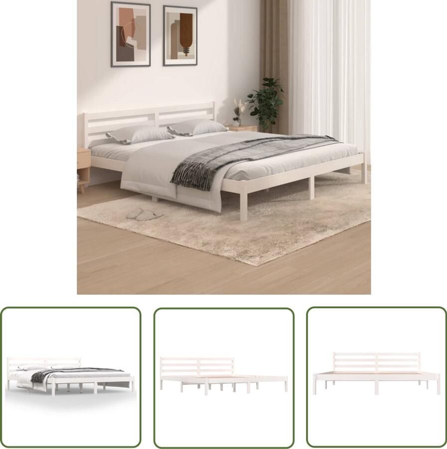 VidaXL Bedframe 180x200 cm Wit Grenenhout Houten Bed Frame Massief Grenenhout Bed Frame Wit King Size Bed Frame Bed Frame 180x200 Modern Bed Frame