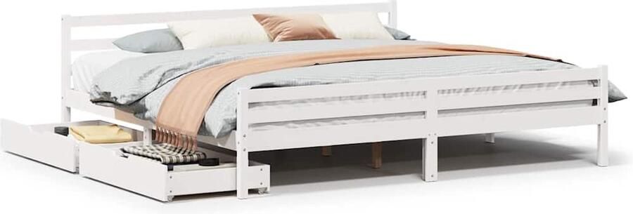 VidaXL Bedframe 180x200 cm Wit Grenenhout