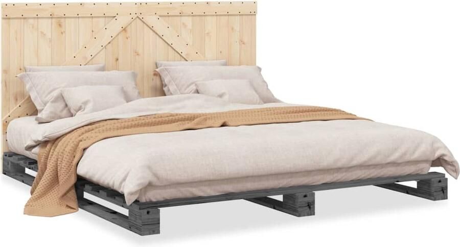 VidaXL Bedframe 180x200 Massief Grenen Grijs
