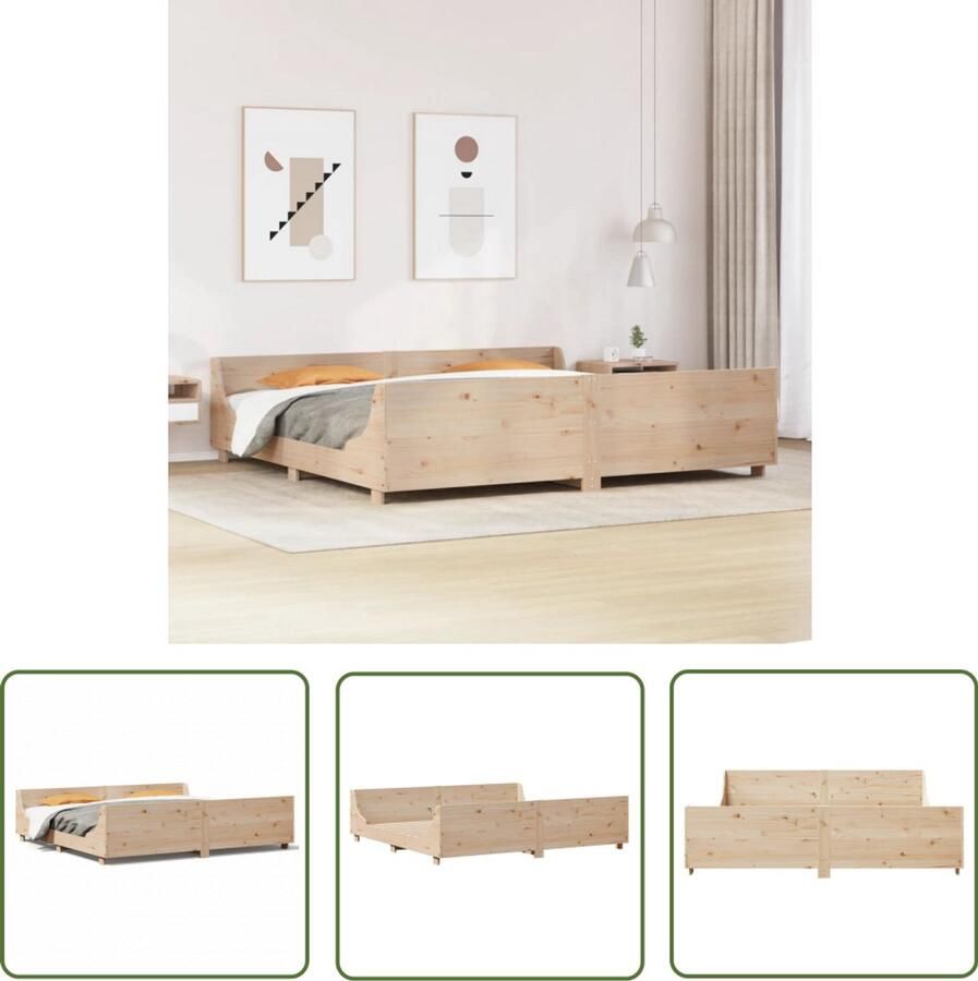 VidaXL Bedframe 180x200 Massief Grenenhout Bedframe zonder matras massief grenenhout 180x200 cm Houten Bedframe Tweepersoons Bedframe Slaapkamerstijl