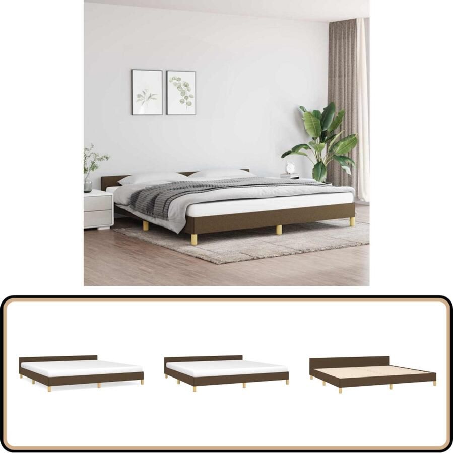 VidaXL Bedframe 200x200 cm Donkerbruin Stof Bed Frame Tweepersoons Bed Donkere Houten Meubels Slaapkamers Boxspring Frames Bedbodems