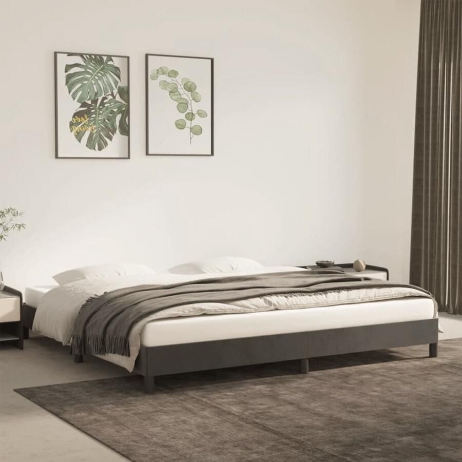 VidaXL Bedframe 200x200 cm Fluweel Donkergrijs Donker Grijs Bed Frame Tweepersoons Bed Velvet Bed Luxe Bed Slaapcomfort