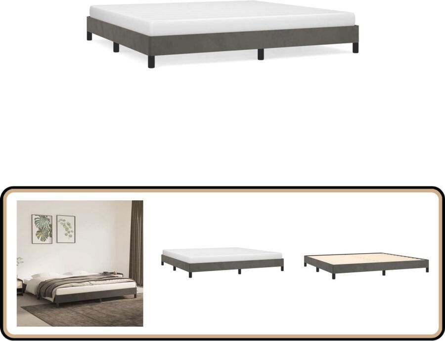 VidaXL Bedframe zonder matras 200x200 cm fluweel donkergrijs - Foto 3