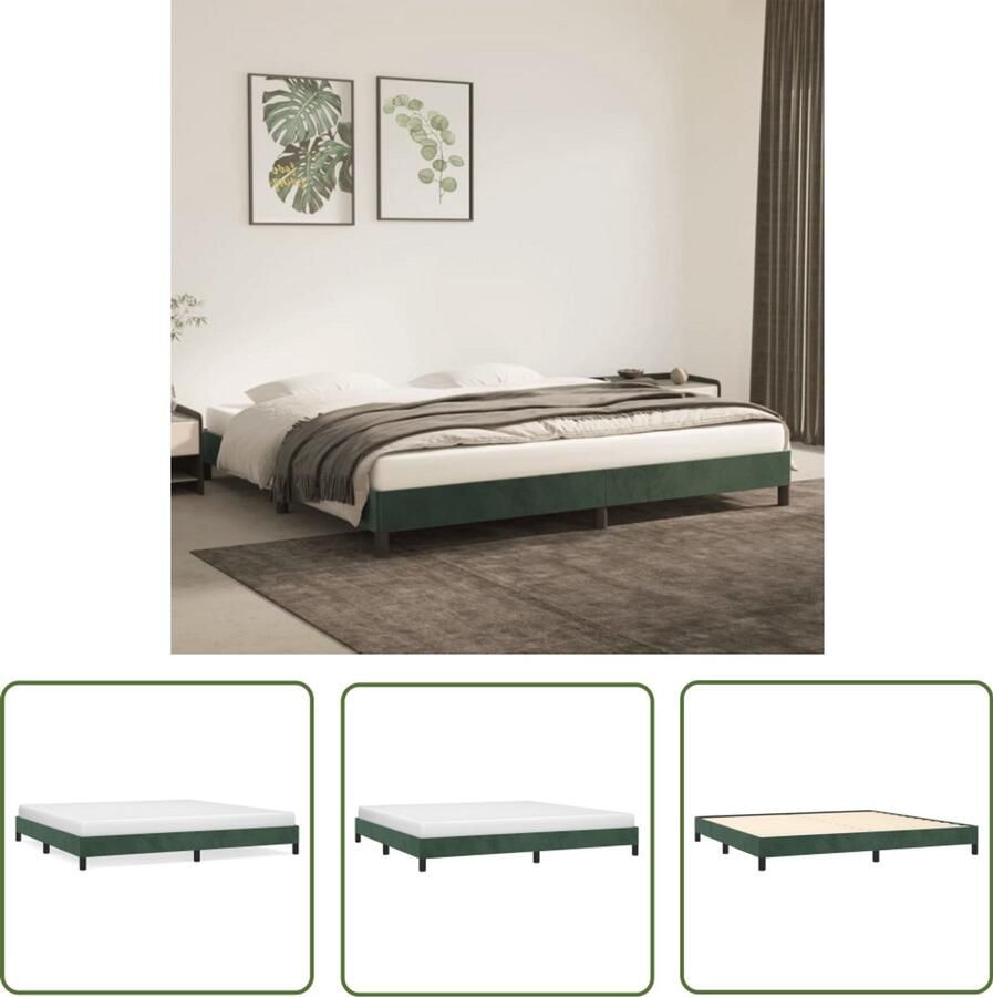 VidaXL Bedframe 200x200 cm Fluweel Donkergroen Donkergroene Bed Frame Tweepersoons Bed Frame Fluweel Bed Frame Luxe Bed Frame Bed Frame Met Hoofdbord Bed Frame Online Kopen