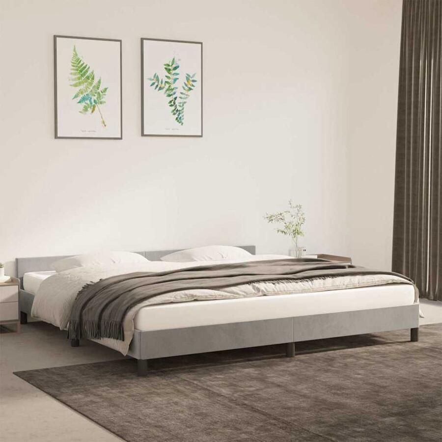 VidaXL Bedframe 200x200 cm Fluweel Lichtgrijs Bed Frame Tweepersoons Bed Fluweel Bed Grijs Bed Slaapcomfort Luxe Bed - Foto 3