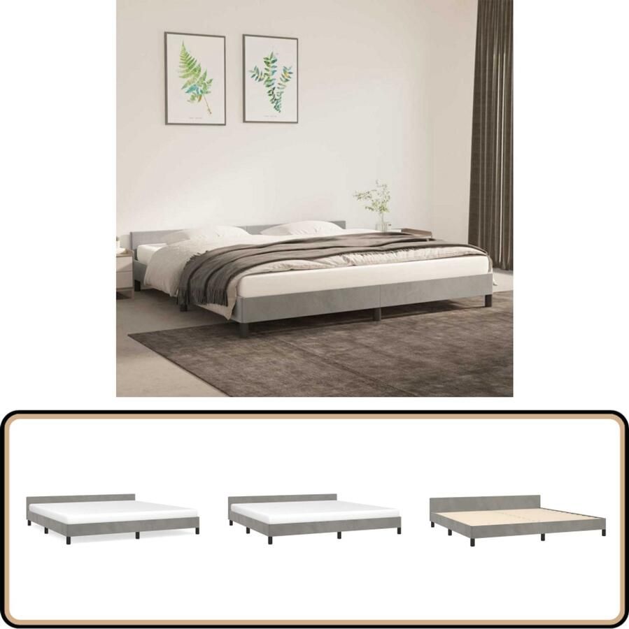 VidaXL Bedframe 200x200 cm Fluweel Lichtgrijs Bed Frame Tweepersoons Bed Fluweel Bed Grijs Bed Slaapcomfort Luxe Bed