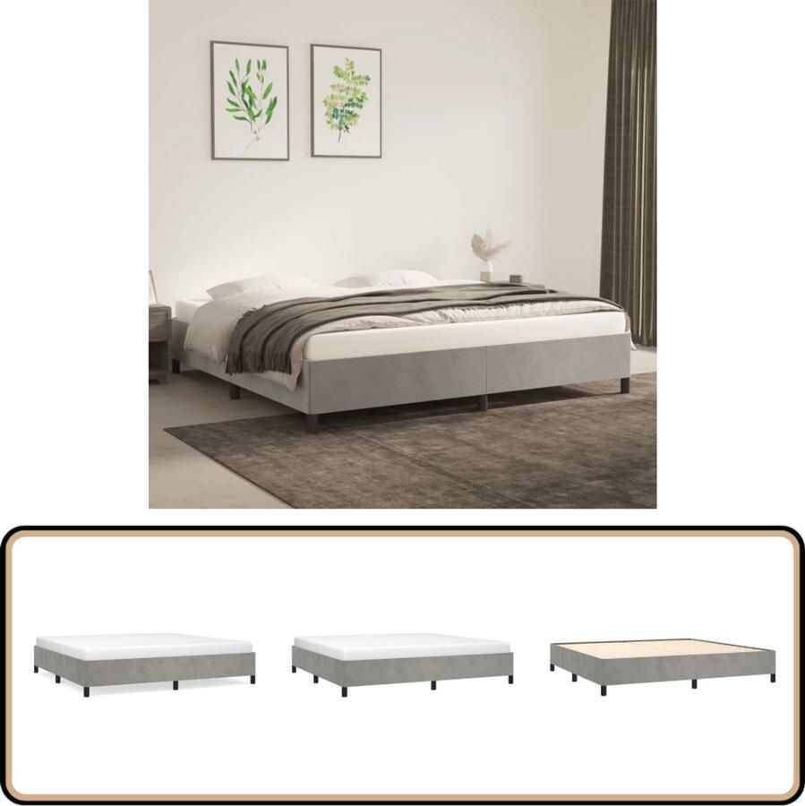 VidaXL Bedframe 200x200 cm Fluweel Lichtgrijs Bed Frame Tweepersoons Bed Fluweel Bed Grijs Bed Luxe Bed Boxspring Bed Slaapkamer Meubilair