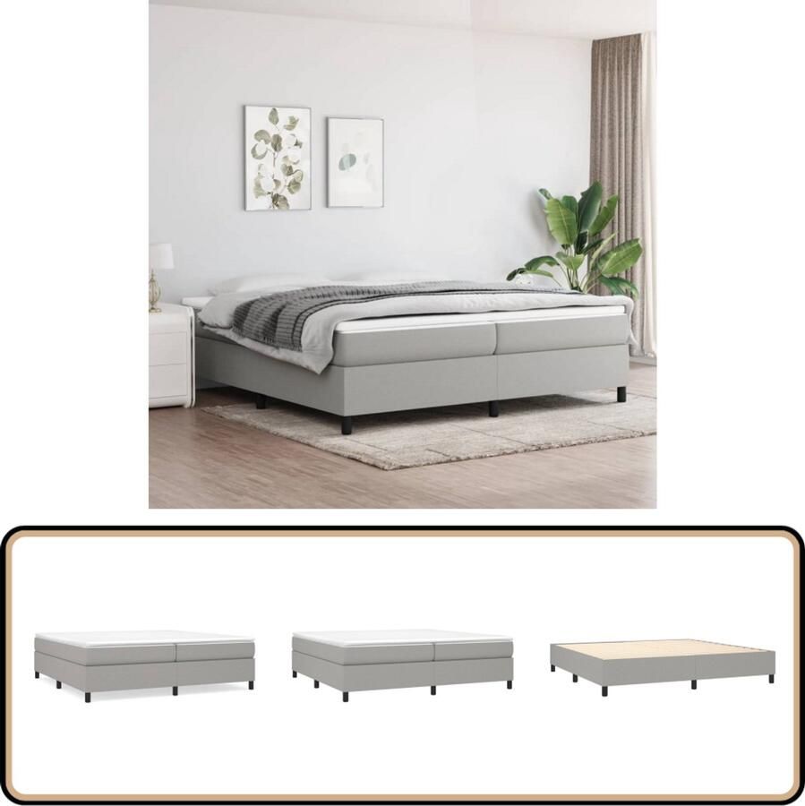 VidaXL Bedframe 200x200 cm Lichtgrijs Zonder Matras Boxspring Frame Slaapkamer Meubels Tweepersoons Bed Grijs Bedframe Stoffen Bedframe