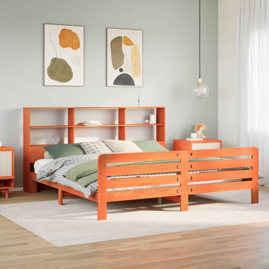 VidaXL Bedframe 200x200 cm Massief Grenenhout Bed Frame Houten Bed Tweepersoonsbed Slaapkamermeubel Design Bed Vintage Bed Rustiek Bed Massief Hout Bed Grenoble Bed Basis Boxspring Bed Budget Bed - Foto 2