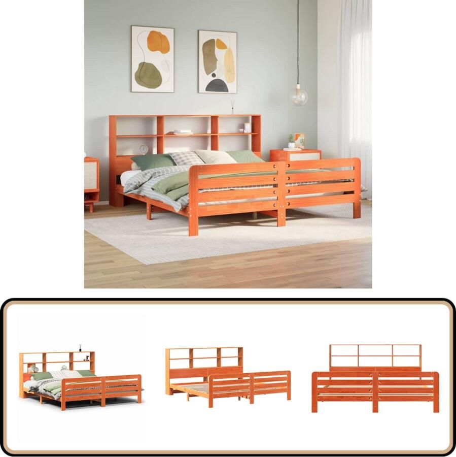 VidaXL Bedframe 200x200 cm Massief Grenenhout Bed Frame Houten Bed Tweepersoonsbed Slaapkamermeubel Design Bed Vintage Bed Rustiek Bed Massief Hout Bed Grenoble Bed Basis Boxspring Bed Budget Bed